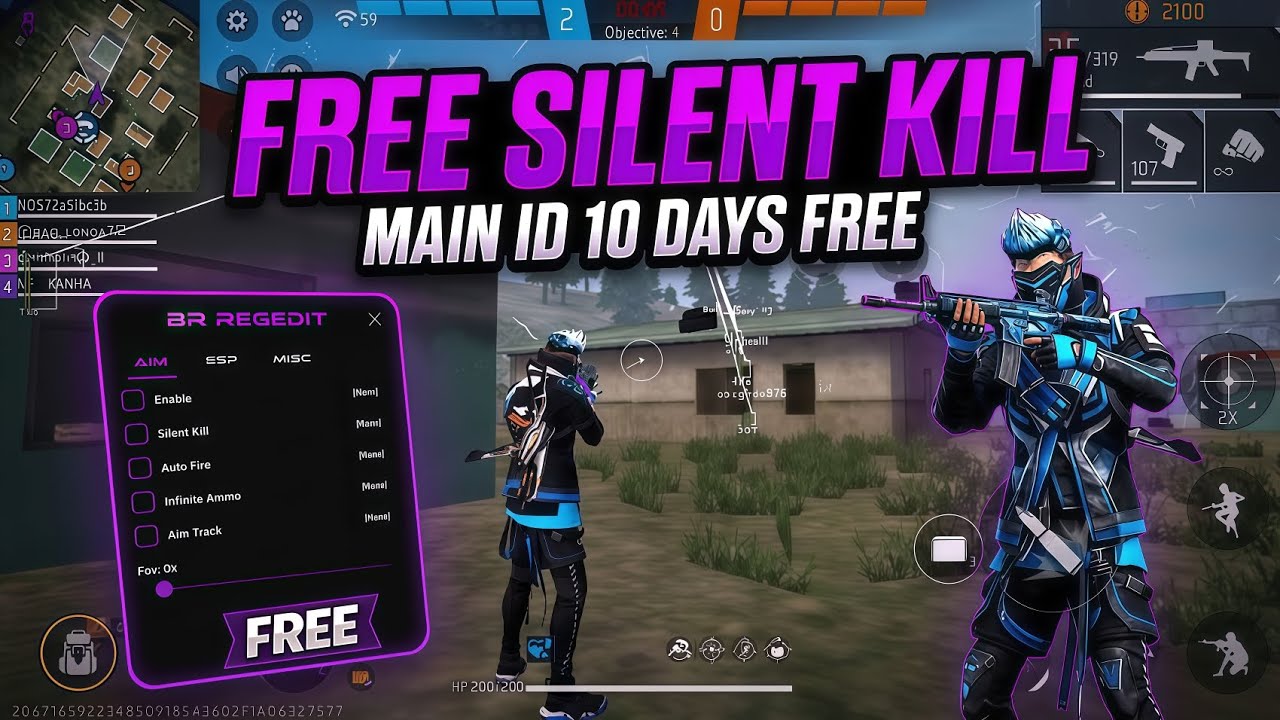FREE OB53 PANEL PC💻FREE FIRE SILENT KILL +SPEED MAIN ID SAFE ✅ANTIBAN 100 % ALL SERVER