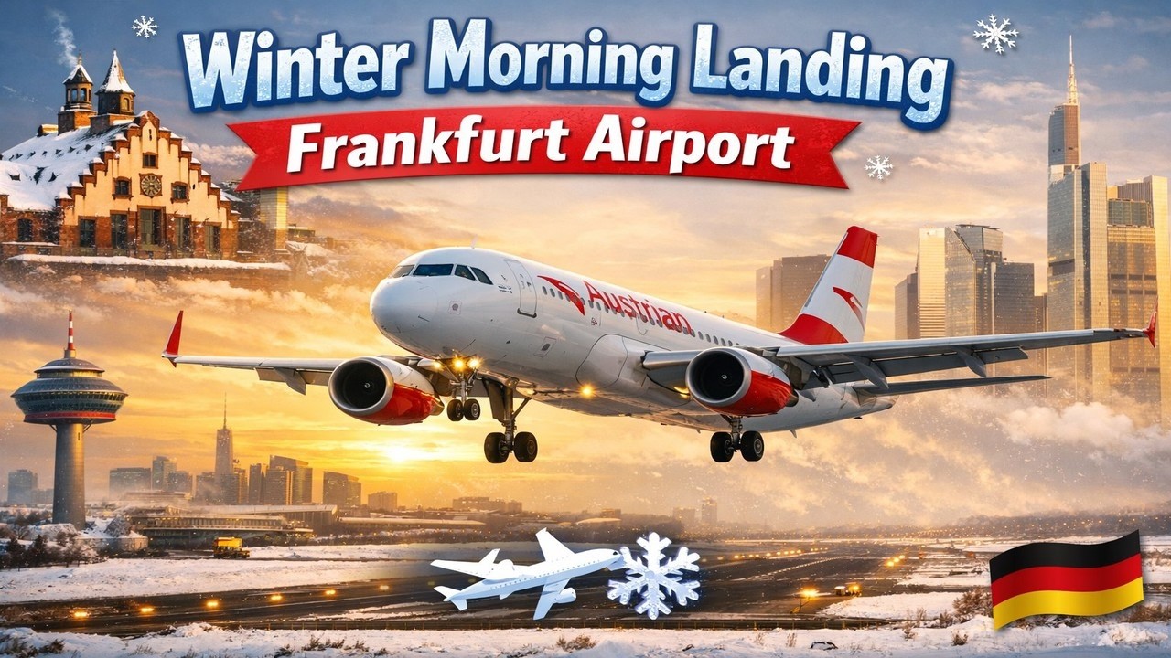 Winter Morning Landing at Frankfurt Airport with Austrian Airlines ✈️❄️