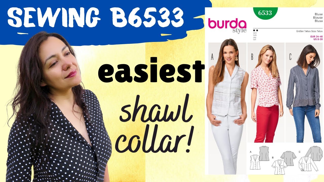 Burda 6533.  Pattern review. Shawl collar made easy.