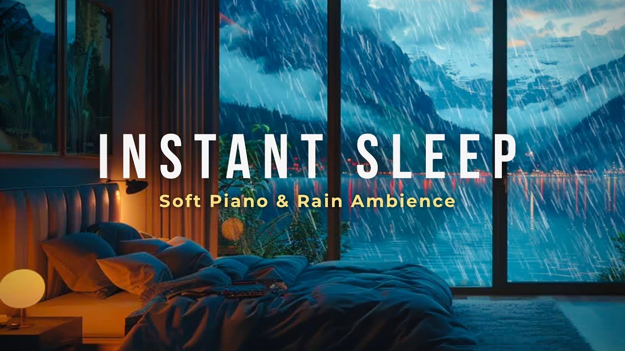 1 Hour Soothing Rain Sounds & Soft Piano in Cozy Bedroom (Deep Sleep)