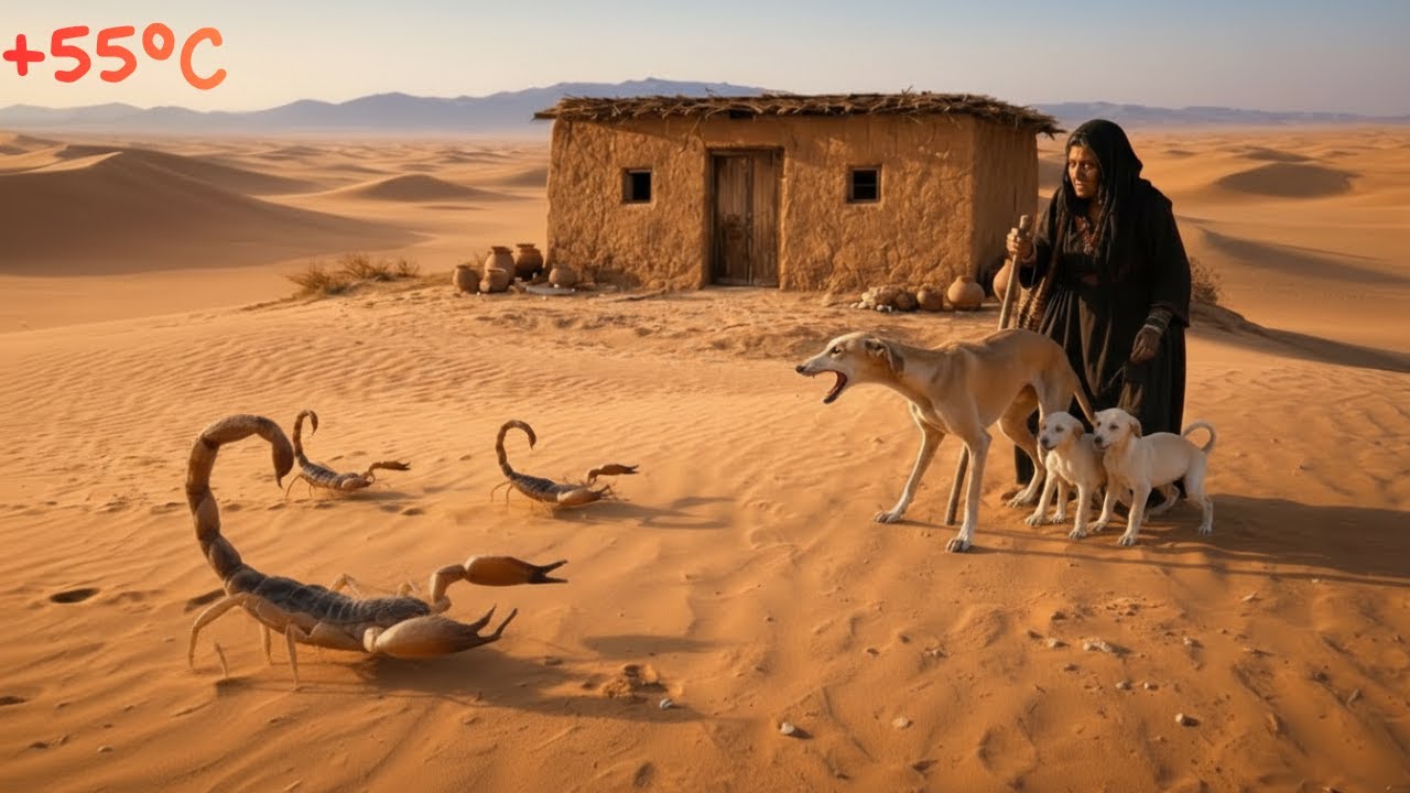82 Year Old Bedouin Widow Surviving at +55°C With Only Her Desert Saluki | Scorpions Everywhere
