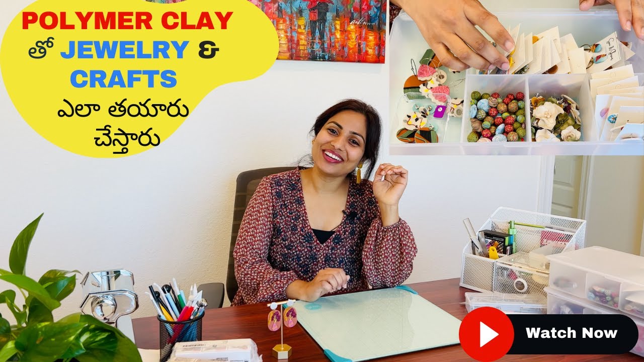 POLYMER CLAY తో JEWELRY & CRAFTS ఎలా తయారు చేస్తారు||Clay earrings for beginners||TeluguvlogsfromUSA