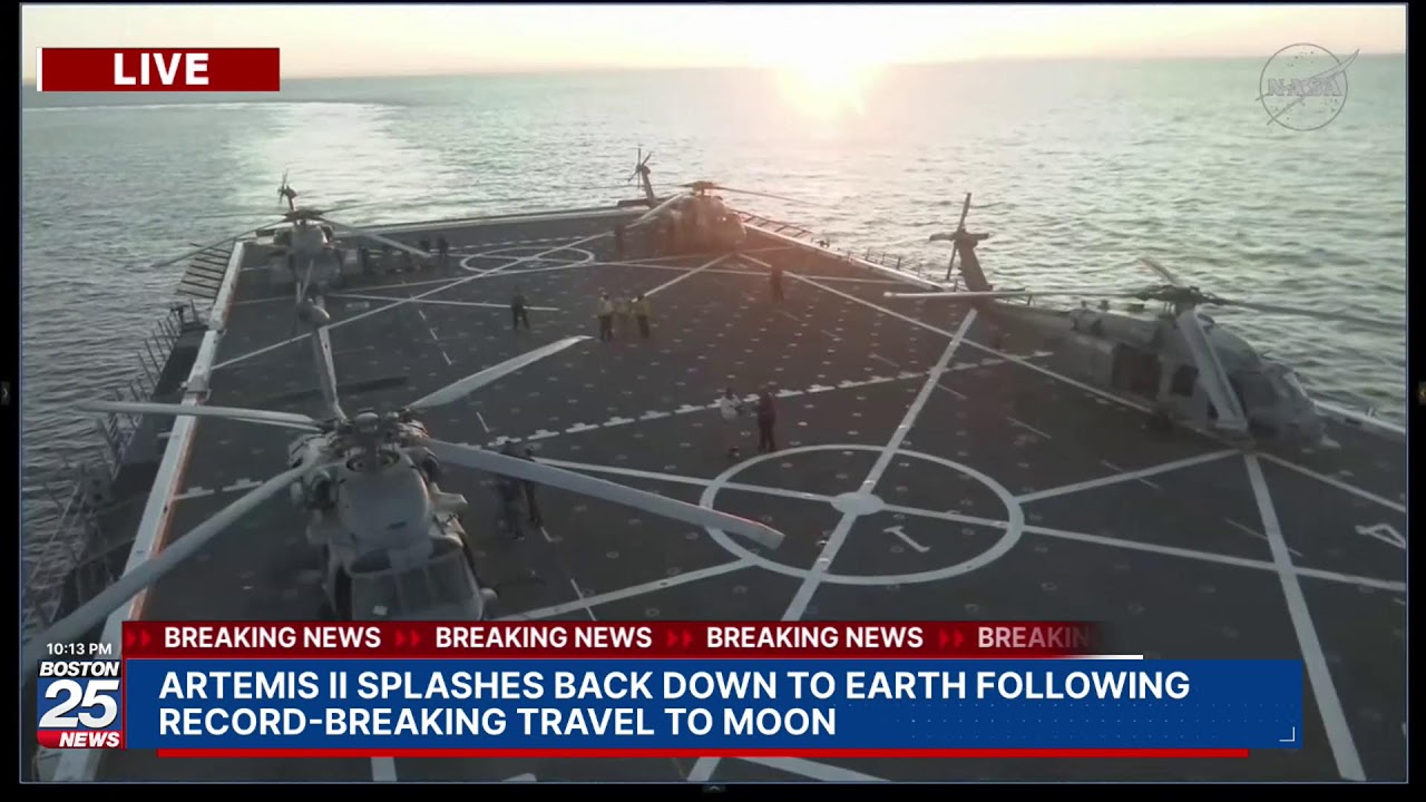 WATCH LIVE: Artemis II splashes back down to Earth following record-breaking travel to moon.