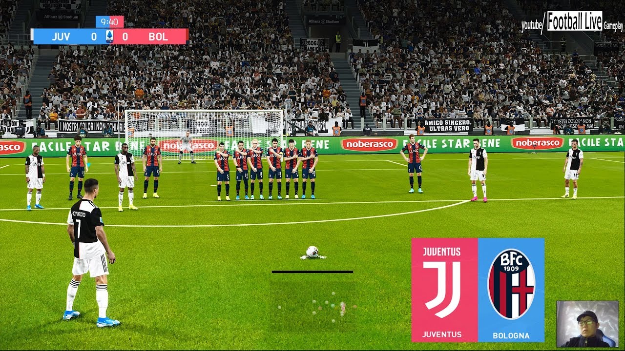 PES 2020 | Juventus vs Bologna | C.Ronaldo Free Kick Goal - Scored 4 Goals POKER