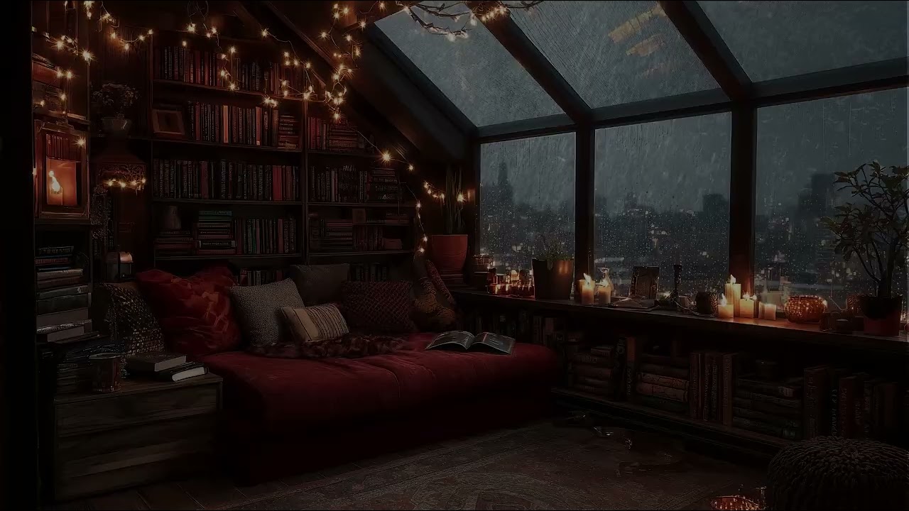 Rain and Thunder Sounds in a Cozy City Reading Nook | Natural Storm Ambience (8 Hours)