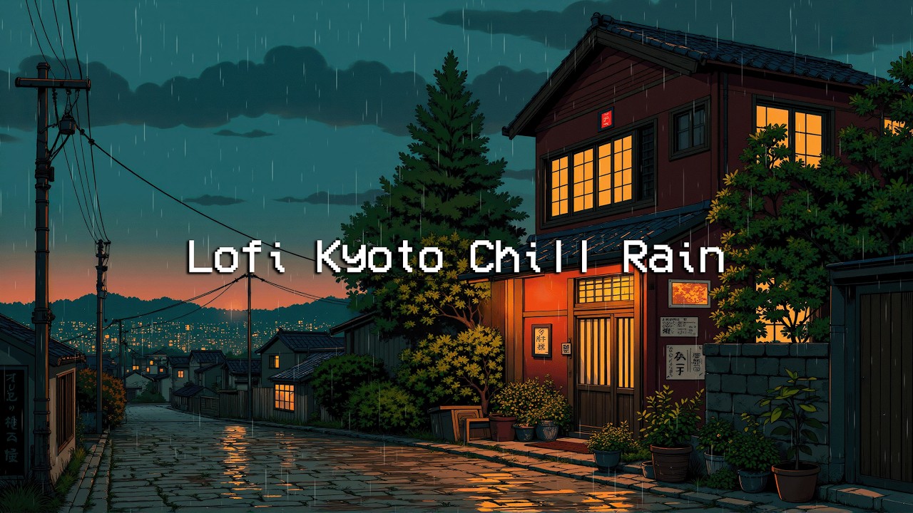 Lofi Kyoto Rain Chill ⛈️ Relax, Sleep Well and Deep to Study / Work with Lofi Hip Hop Mix 🌧️