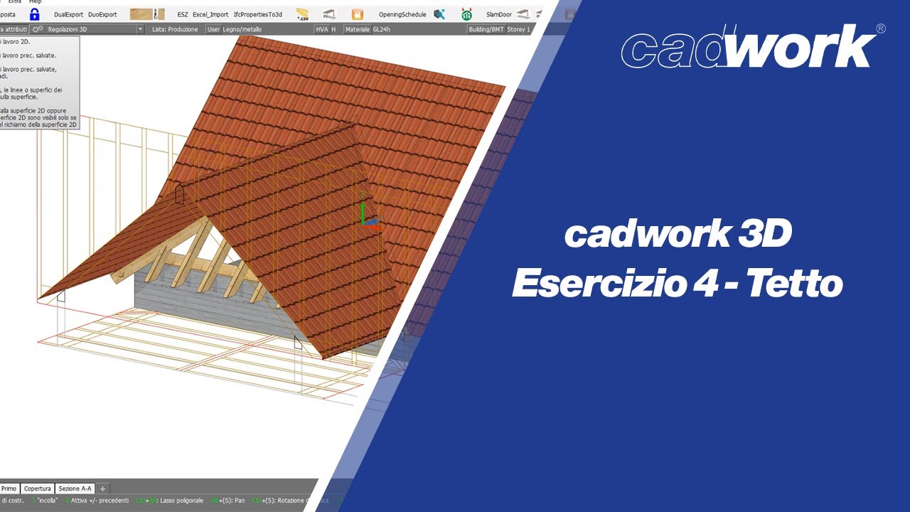 Cadwork 3D - Esercizio 4 - Tetto