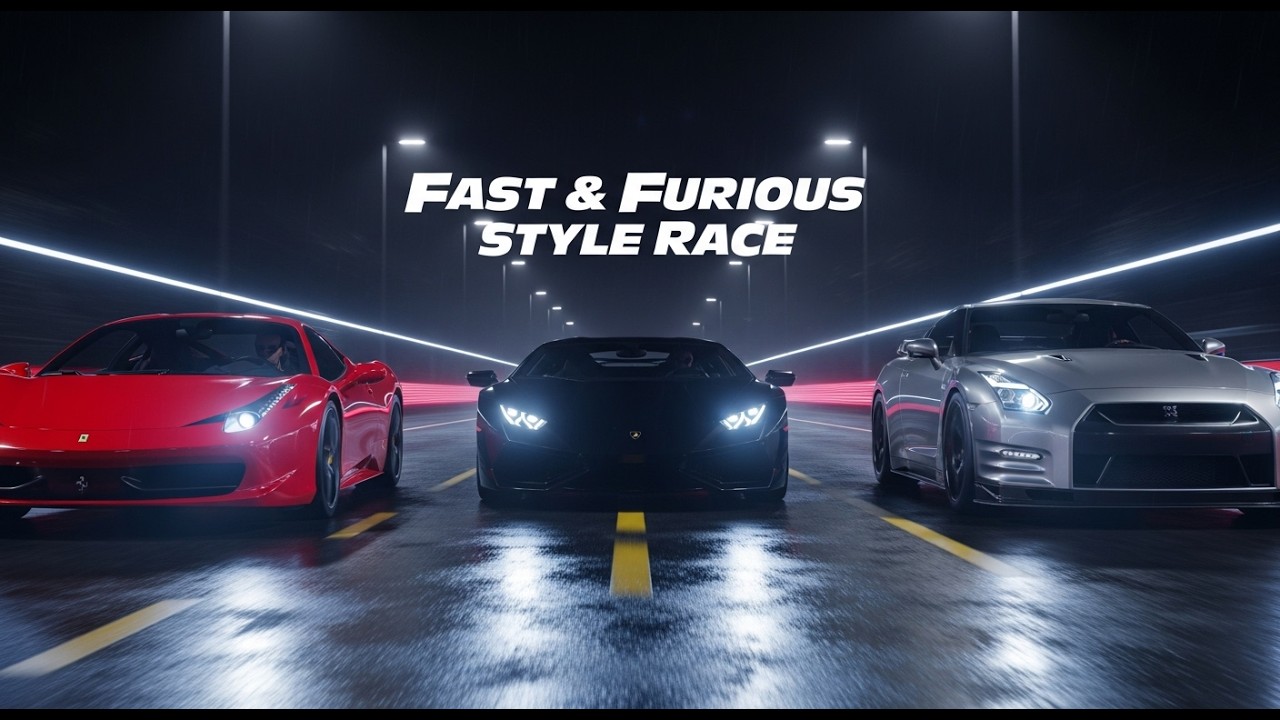 Fast & Furious Style Supercar Race 🏎️ Ferrari vs Lamborghini vs GTR  Cinematic 4K