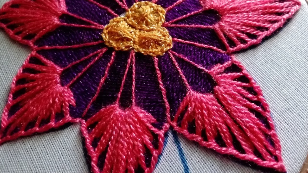 Bordado Fantasía Flor Morada y Rosa | Bordados Para Servilletas| El Bordador