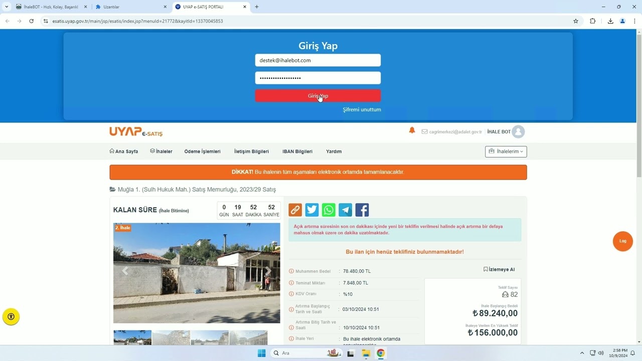 UYAP İHALE BOTU |  UYAP E-SATİS BOT - İHALE BOTU KURULUM - OTOMATİK TELİF VERME ROBOTU IHALEBOT.COM