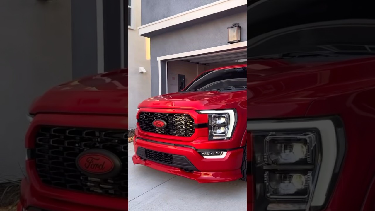 Candy Red Ford F150 Coyote 5.0 🍒✨ #ford #fordf150 #candypaint #droppedtrucks #customtrucks #f150