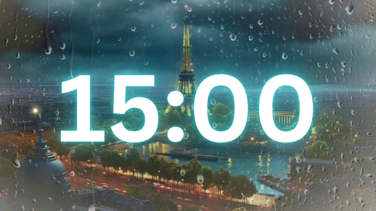 15 MINUTE TIMER - Heavy Rain on Window Sounds - Relaxing Countdown Timer - Classroom Timer