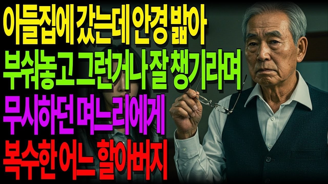 아들집에 갔는데 안경 밟아 부숴놓고 그런거나 잘 챙기라며 무시하던 며느리에게 복수한 어느 할아버지 노후사연 사연라디오 노년의지혜 인간관계