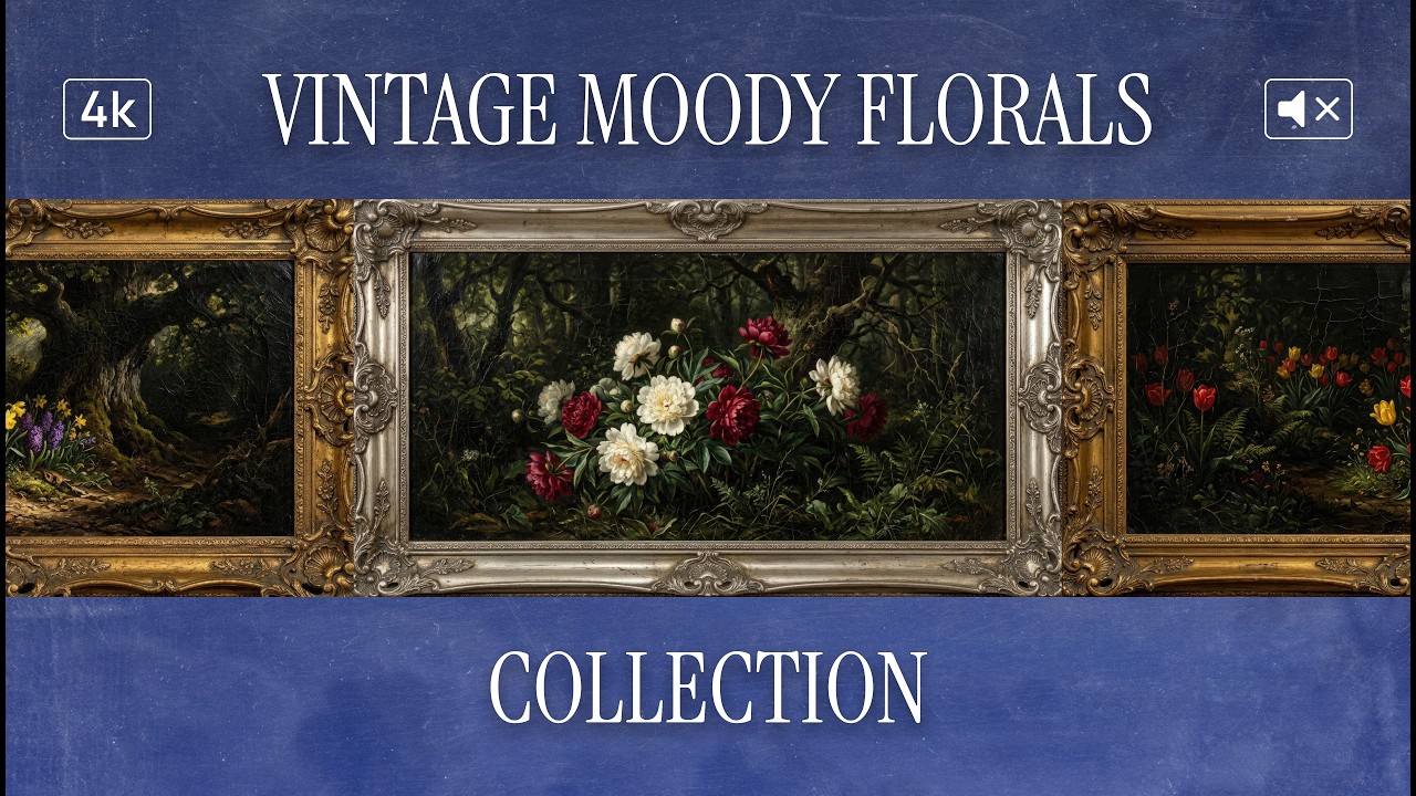 Vintage Moody Florals | 4K Frame TV Art | No Music