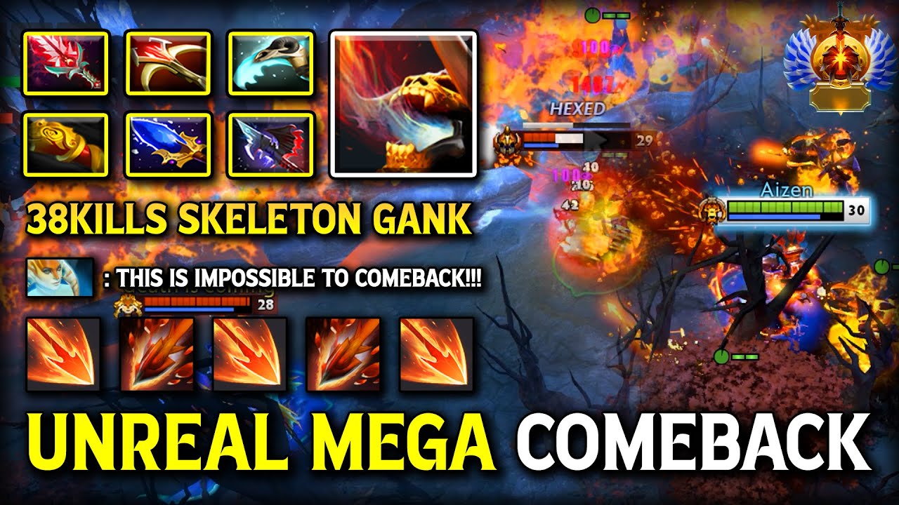 UNREAL MEGA COMEBACK Late Game Clinkz 38Kills With Skeleton Gank Vs. Sound of Terminator Naga Siren