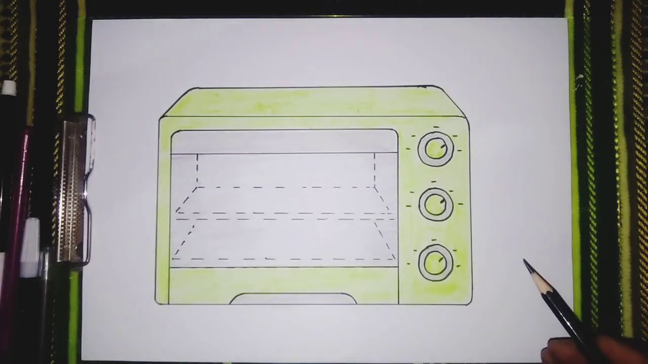 Menggambar dan mewarnai Oven kue caranya mudah tapi hasilnya bagus