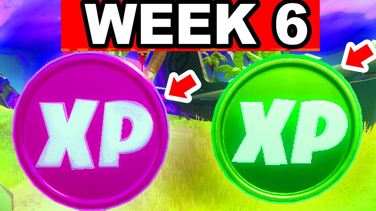 ALL WEEK 6 XP COINS FORTNITE LOCATIONS SEASON 2 CHAPTER 2 ! purple and green