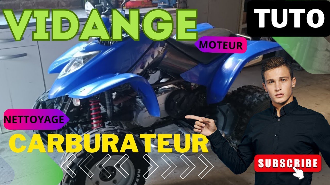 TUTO -  VIDANGE MOTEUR ET NETTOYAGE CARBURATEUR SUR LE KYMCO KXR. #quads #tutorial #vidange