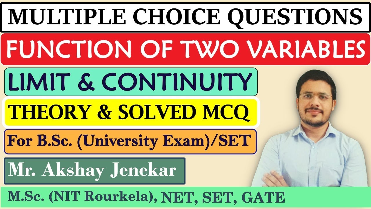 Solved MCQ on Function of Two Variables | Limit and Continuity | Real Analysis | BSc Mathematics