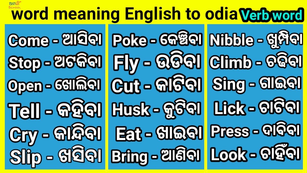 Word meaning English to odia || verb word || Daily use English words || word meaning dictionary
