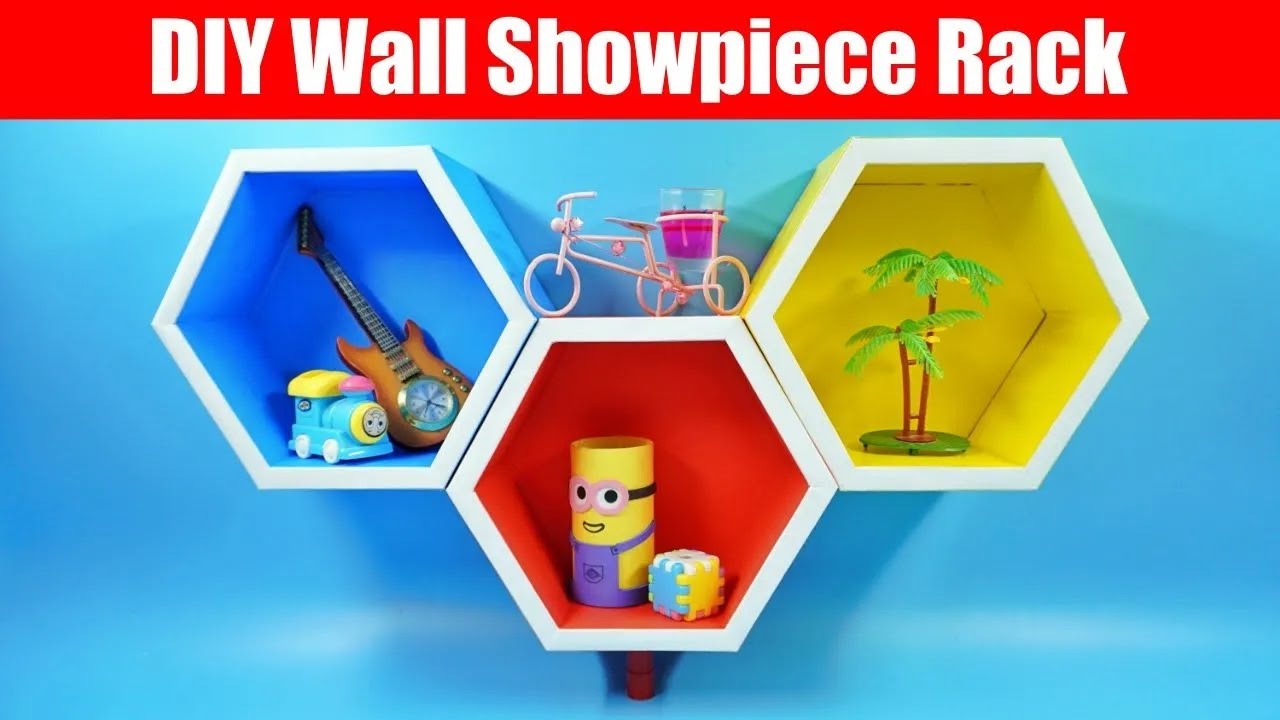 How to make hexagon wall shelf | Cardboard craft ideas