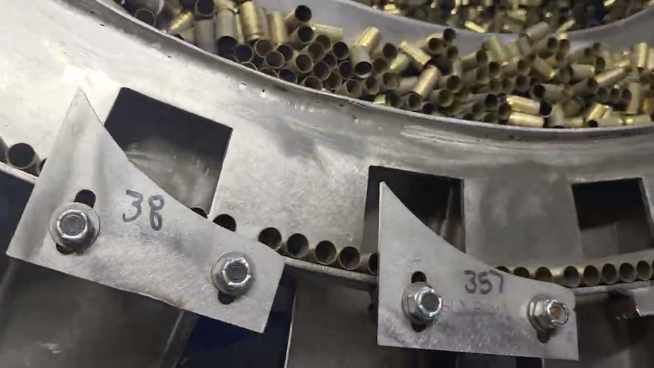 Sorting 9mm class range brass with bowl sorter machine 