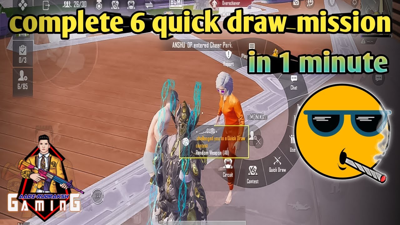 COMPLETE 6 QUICK DRAW MISSION IN BGMI CHEER PARK | HOW TO COMPLETE QUICK DRAW MISSION IN BGMI