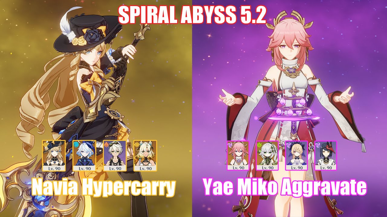 C0 Navia Hypercarry & C0 Yae Miko Aggravate | Spiral Abyss 5.2 | Genshin Impact