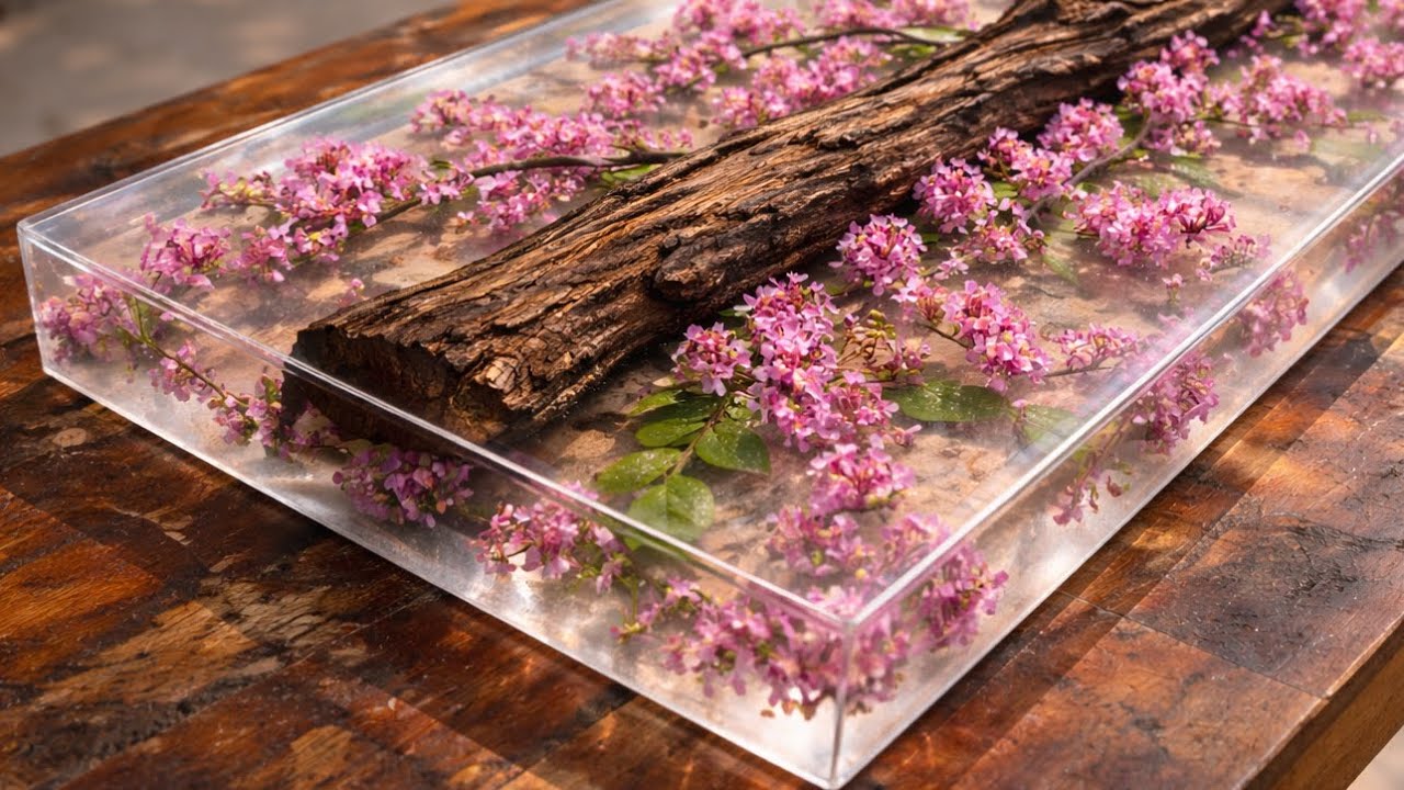 Frozen Flowers in Epoxy Resin | Wood & Nature Table Art