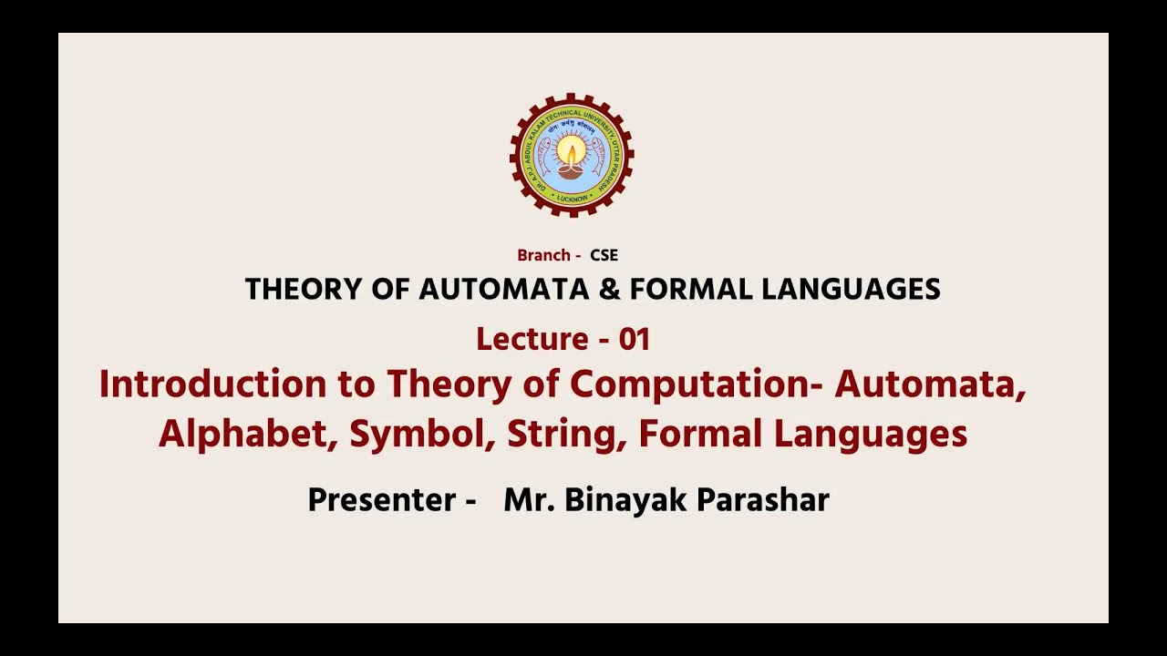 Theory of Automata & Formal Languages | Introduction to Theory of Computation- Automata, Alphabet |