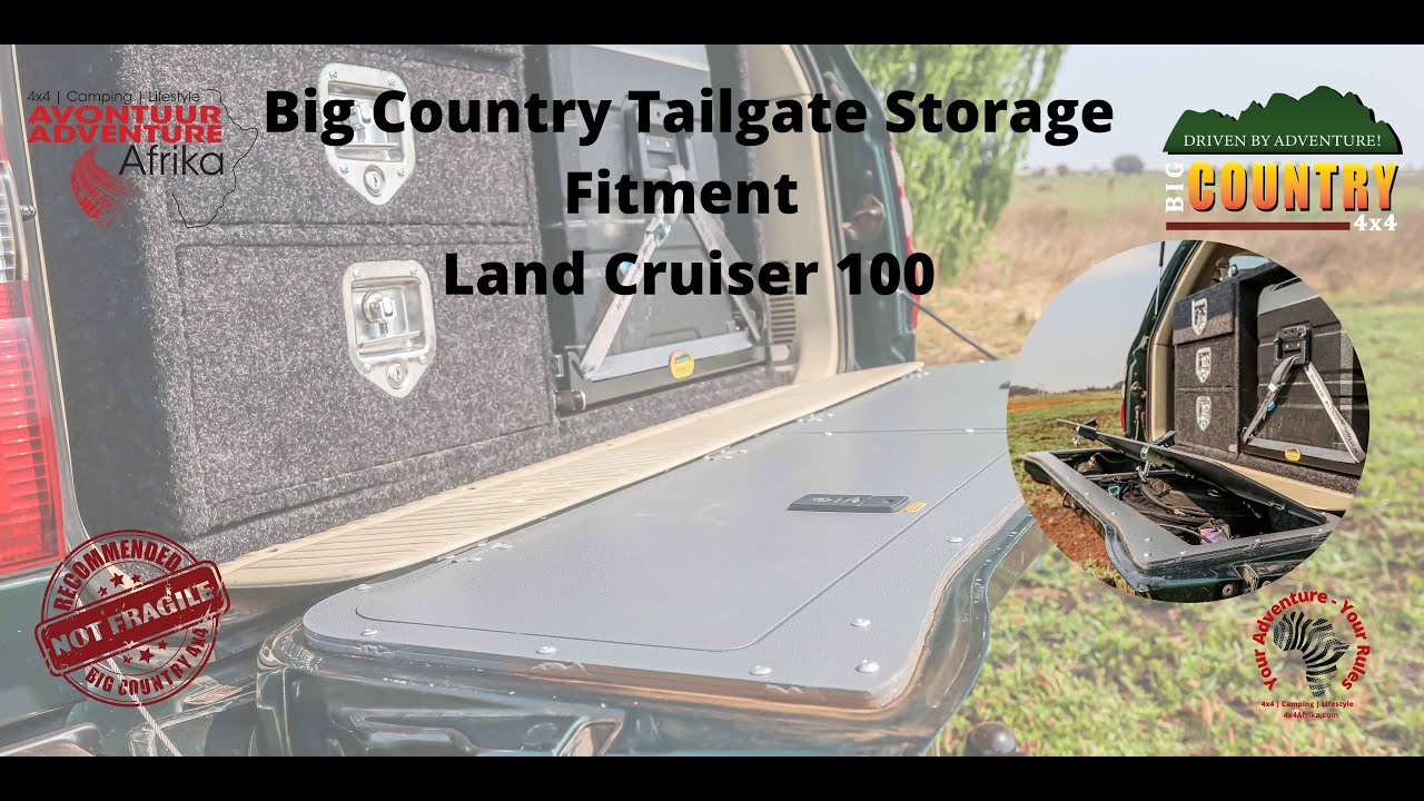 Big Country 4x4 roof Tailgate Storage for BOB our Land Cruiser 100