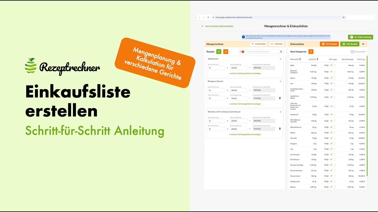 Einkaufsliste erstellen