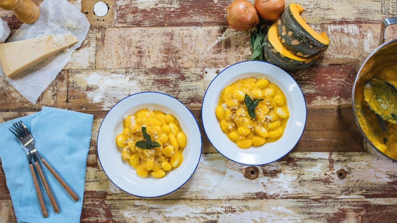 15 minute gnocchi with pumpkin sauce, sage and pine nuts