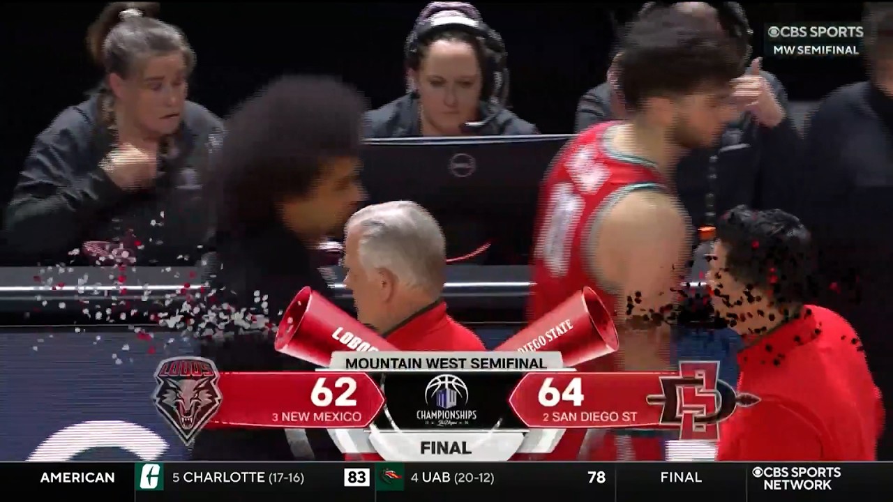 SDSU MEN'S HOOPS HIGHLIGHTS: AZTECS 64, NEW MEXICO 62 - MW TOURNAMENT SEMI-FINAL