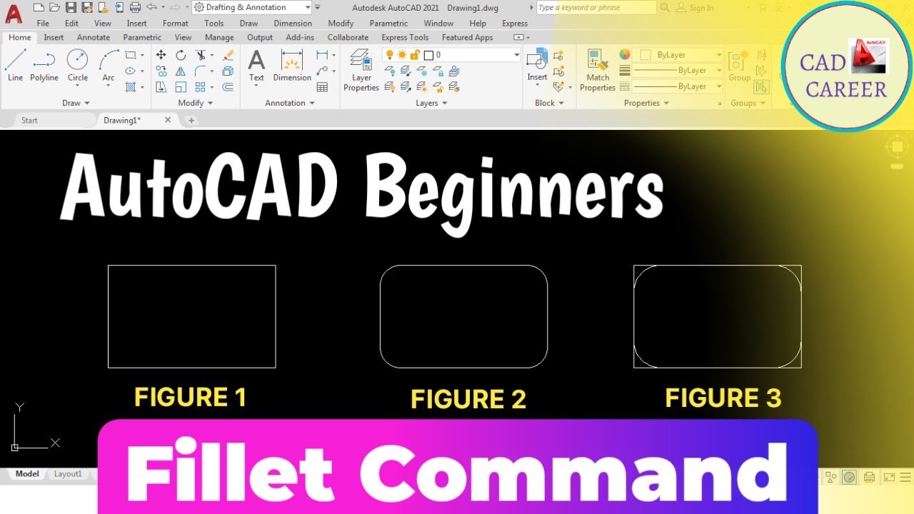 Fillet command in AutoCAD | how to use fillet command in AutoCAD | using fillet command in autocad