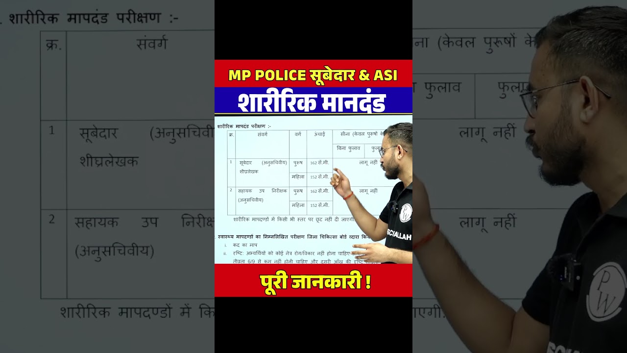 MP Police Subedar & ASI Physical Standards 🔥 #shorts #mppolice #mppoliceasi2025