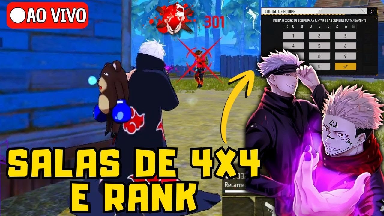 🔴JOGANDO COM OS INSCRITOS ❇️ RANK + CS + 4x4 💜 PARCERIA JUJUTSU KAISEN x FREE FIRE AO VIVO🔥 PRINCEJ🔴