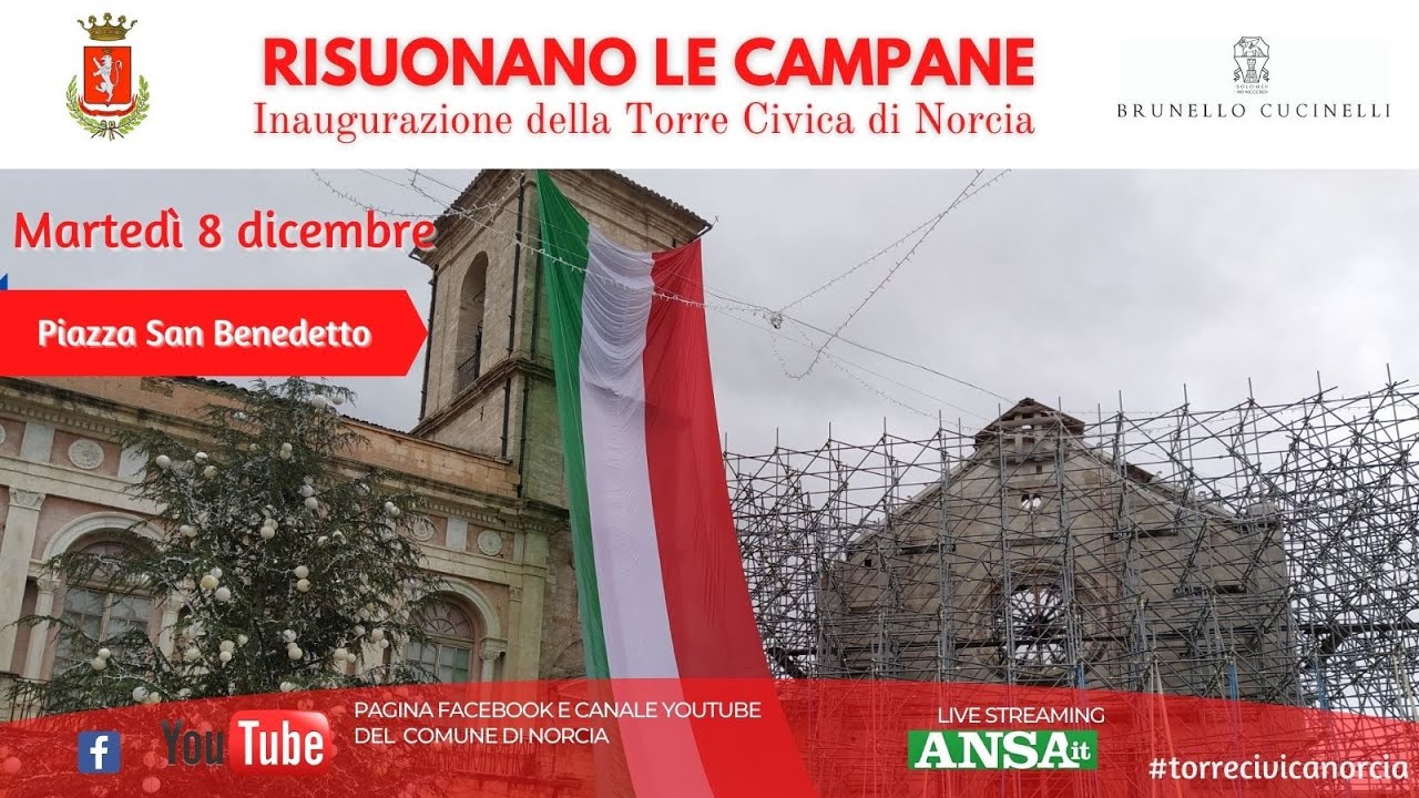 Inaugurazione della ricostruzione della Torre Civica di Norcia, 8 dicembre 2020