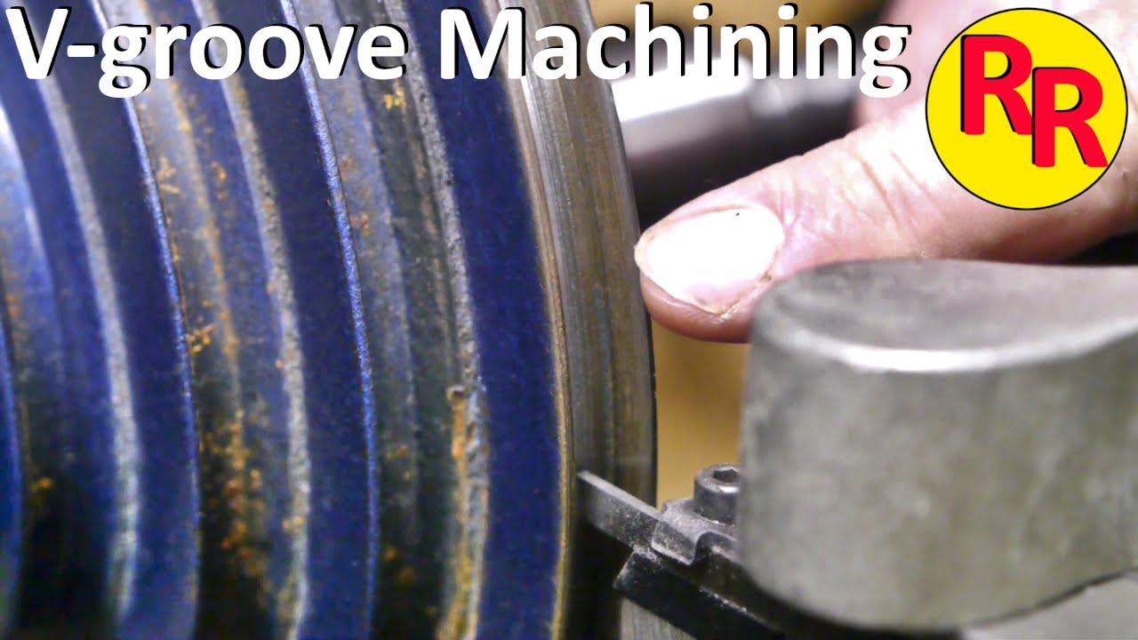 Machining a v-groove into a round leather belt pulley
