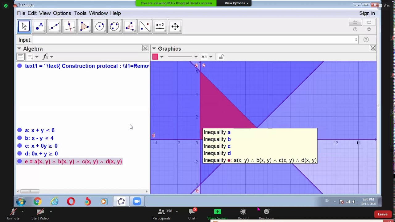 # Linear programming  and #parabola  teaching by Geogebra