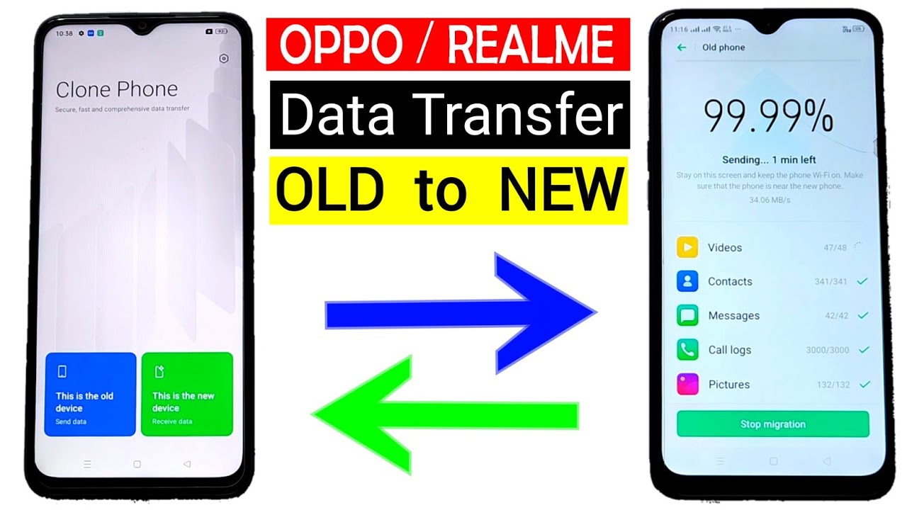 OPPO/REALME Data Transfer :- Old Phone to New Phone | Apps,Photos,Videos, Contacts etc..