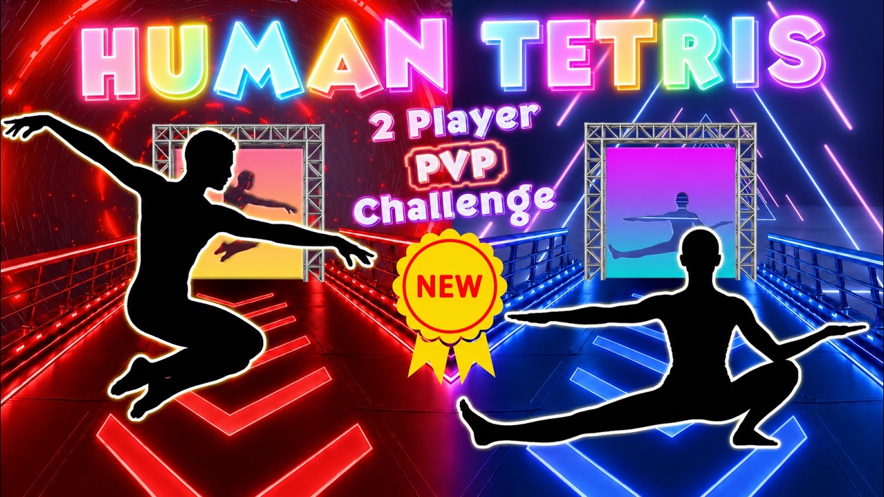 HUMAN TETRIS 1v1 | ⚡ 2 Player PVP Challenge | High-Quality Immersive Interactive Warm-Up