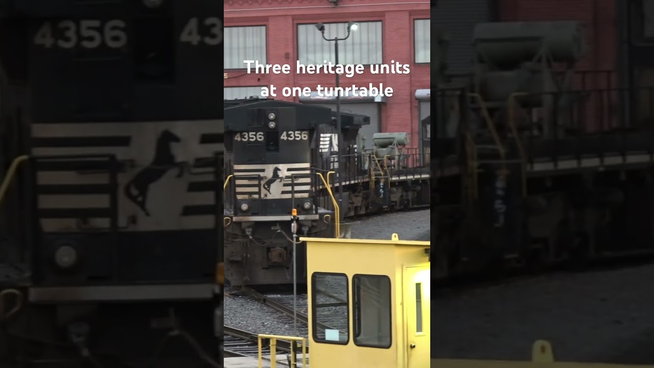 Three heritage units at one turntable #railfanning #railroad #train #heritageunit #norfolksouthern