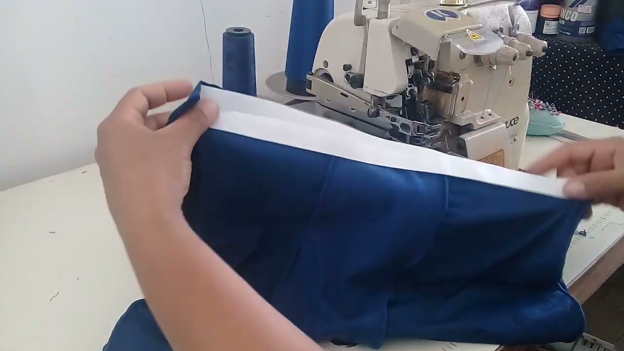Costurando cueca boxer adulto com elastico rebatido