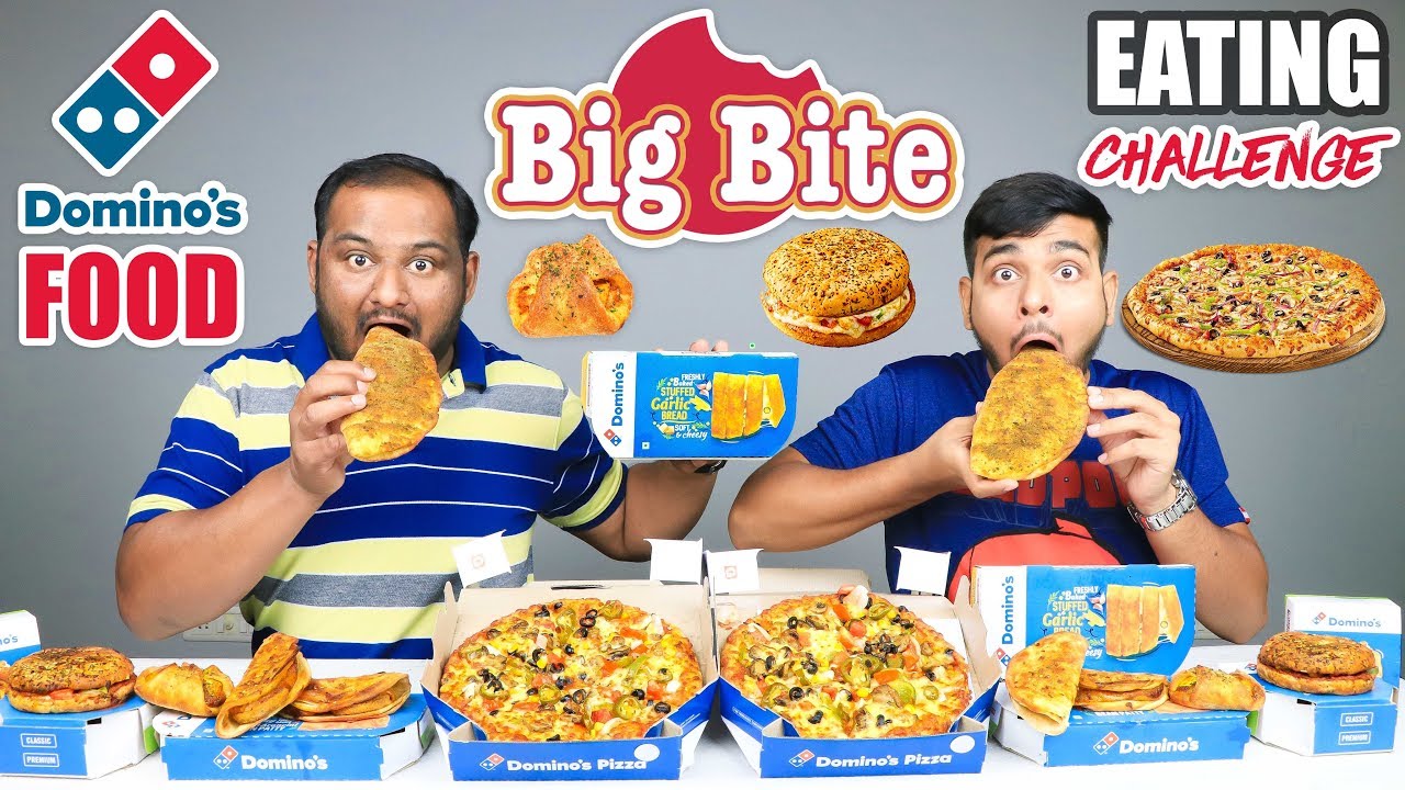 DOMINO'S FOOD BIG BITE EATING CHALLENGE | Burger & Pizza Eating Competition | Food Challenge