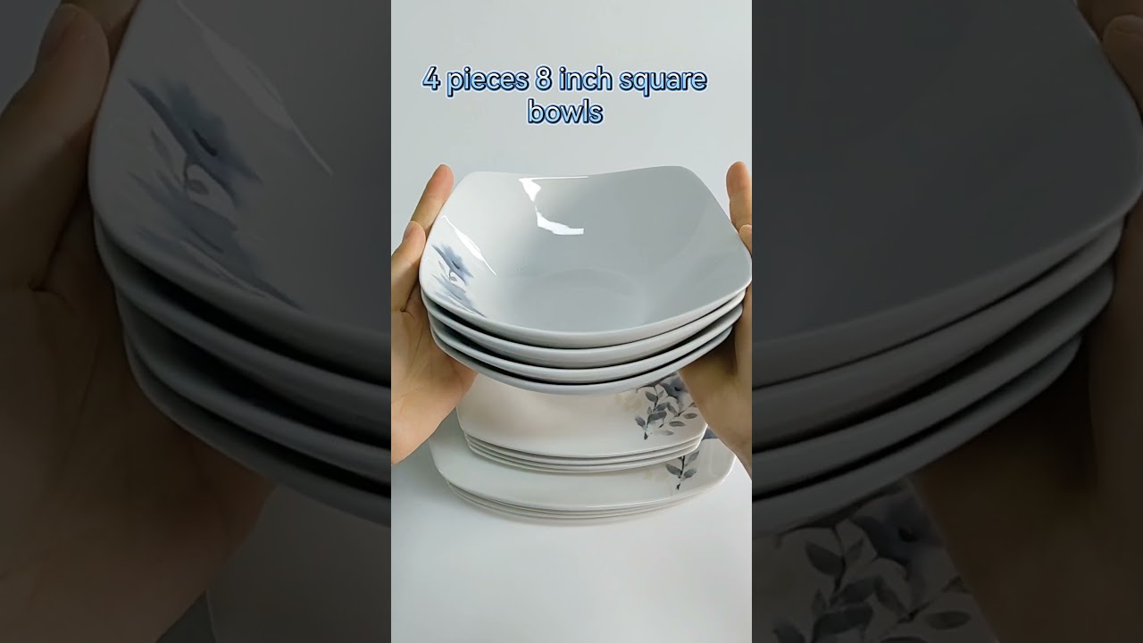 12-pieces square shape dinnerware set for 4 persons OEM&ODM service available  QUEENZA