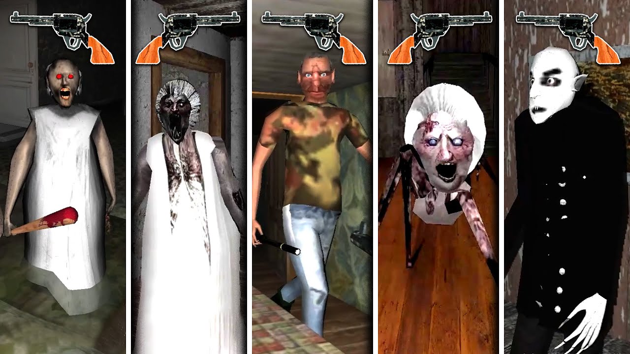 The Twins Revolver in All DVloper Remake Games -  Granny 1.9 Remake Vs The Twins Remake Vs Granny 2