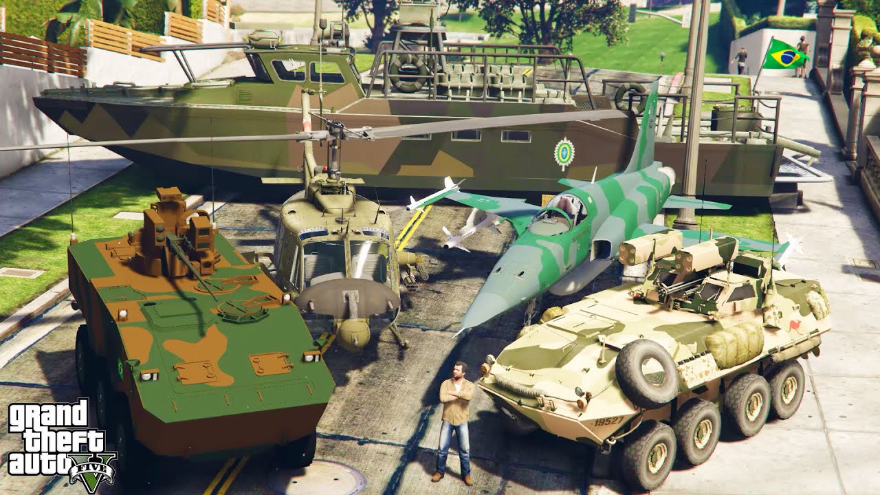 GTA 5 - Stealing Military Vehicles with Michael! [Brazil and Australia] | (Real Life Cars) #30