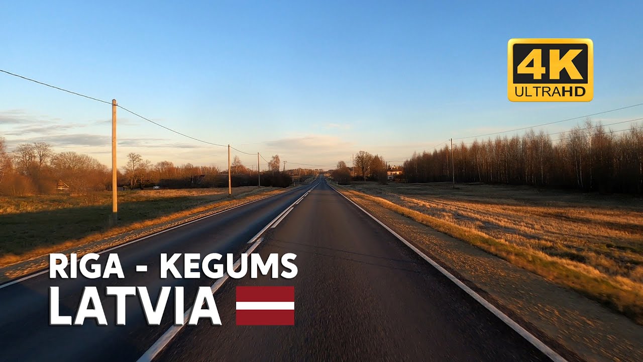 4K Road Trip with Chill Music. Latvia driving from Riga to Kegums