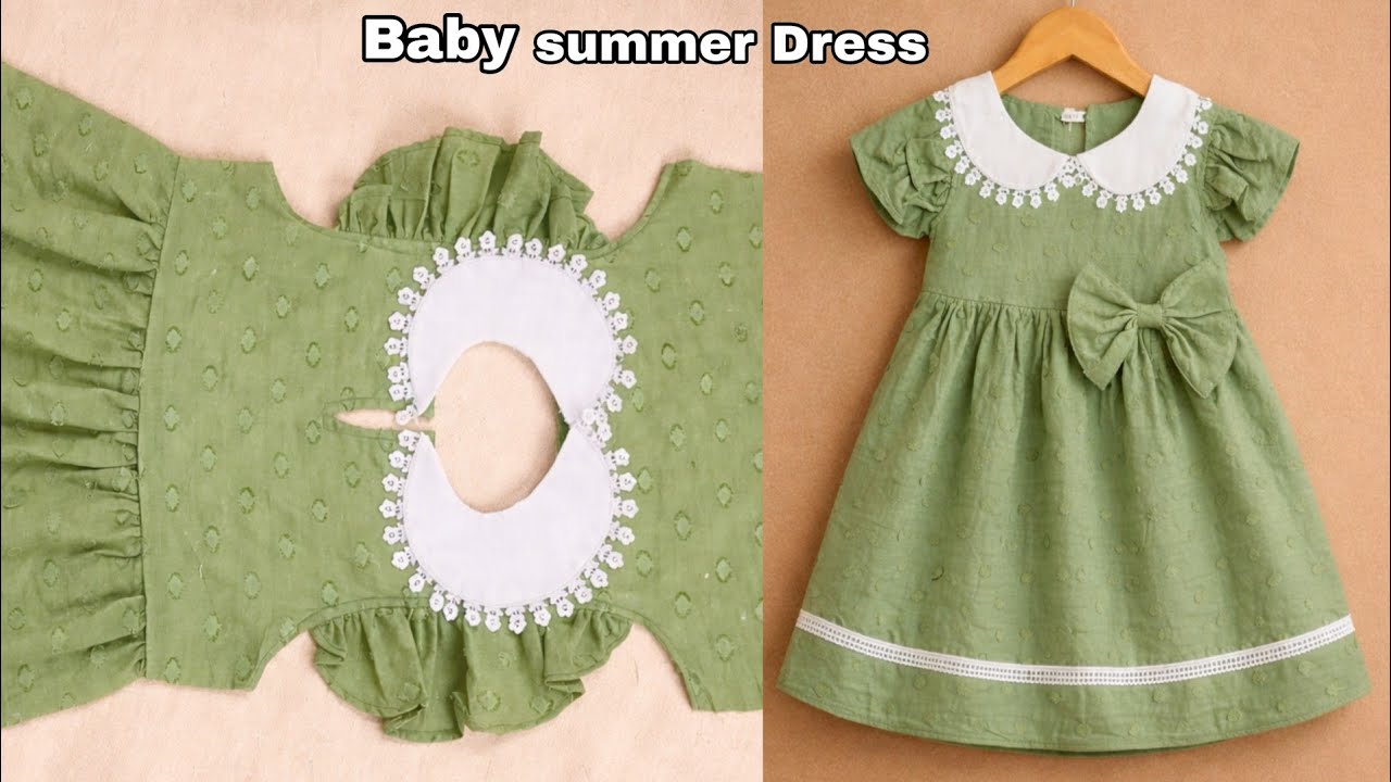 Summer Peter Collar Baby Dress cutting and stitching | 3 Year Baby frock Design | nobi Design 
